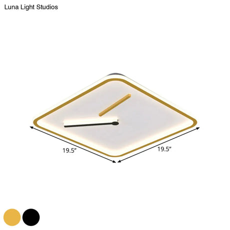 Modern Acrylic Led Flush Mount Lamp - Black/Gold Warm/White Light 16’/19.5’ Wide