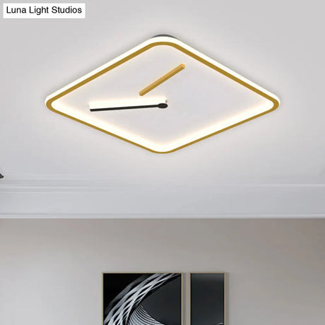 Modern Acrylic Led Flush Mount Lamp - Black/Gold Warm/White Light 16’/19.5’ Wide