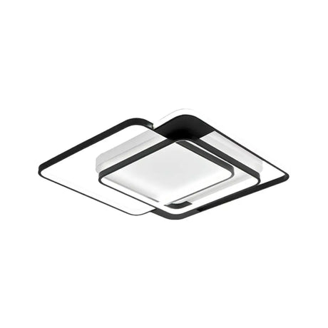 Modern Acrylic Led Flush Mount Light In Black - 16.5/20.5 Width Overlapping Design Perfect For