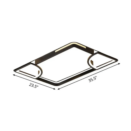 Modern Acrylic Led Flushmount Ceiling Light In Black With Cutout Design Warm/White Lighting