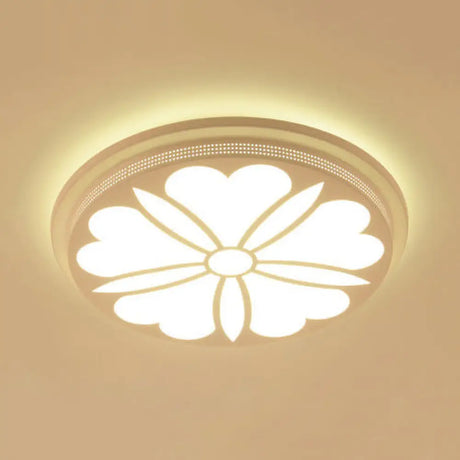 Modern Acrylic Led Flushmount Flower Ceiling Light For Dining Room And Bedroom White / 15’ C