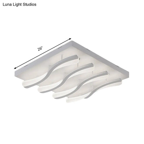 Modern Acrylic Led Flushmount Lighting - Wavy Design 21.5’/26’ Wide Ceiling Flush Light For