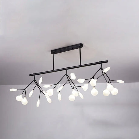 Modern Acrylic Led Pendant Light Fixture With 27 Heads For Living Room Black / Milk White