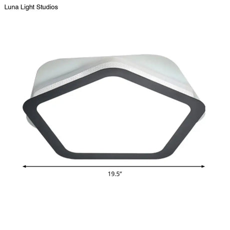 Modern Acrylic Led Pentagon Flush Light For Bedroom - White Or Warm Options