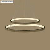 Modern Acrylic Led Ring Chandelier Pendant With 3/4/5 Lights - Black/White/Brown Ceiling Fixture In