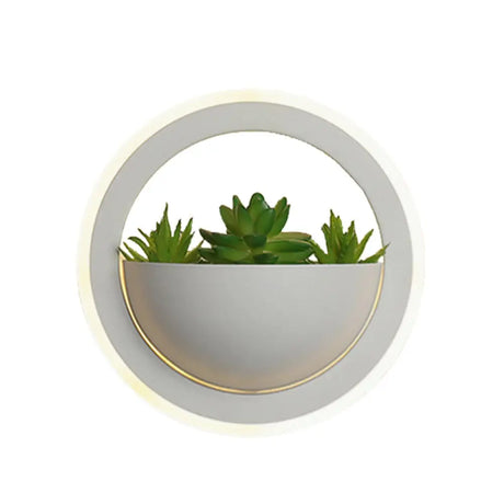 Modern Acrylic Led Wall Light In White: Round/Rectangle/Rhombus Shape For Indoor Plants With