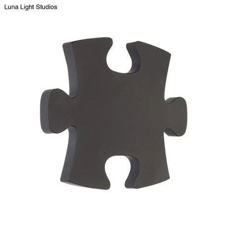Modern Acrylic Led Wall Sconce - Black/White Jigsaw Design Warm/White Light Living Room