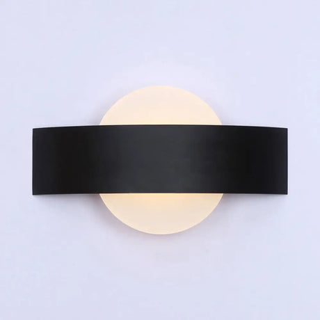 Modern Acrylic Led Wall Sconce With Metal Backplate In Black/White Finish And White/Warm Lighting