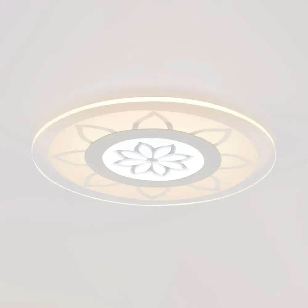 Modern Acrylic Lotus Flush Mount - 16.5/20.5 Wide Ceiling Lamp In Warm/White/3 Color Light For