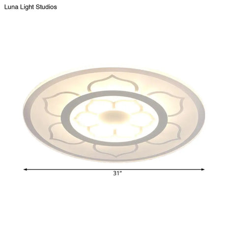 Modern Acrylic Lotus Flush Mount Lamp - Led Ceiling Light (8’/16.5’/20.5’) In Warm Or White