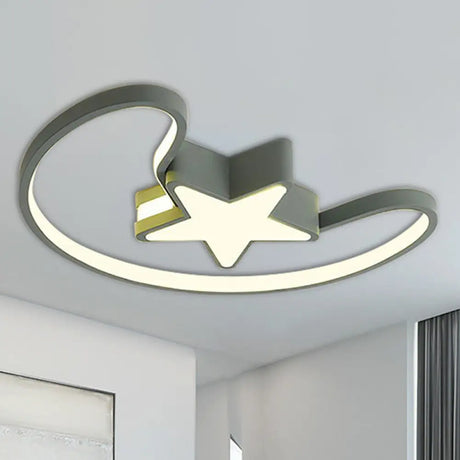 Modern Acrylic Moon And Star Ceiling Light - Stylish Living Room Flush Mount Green