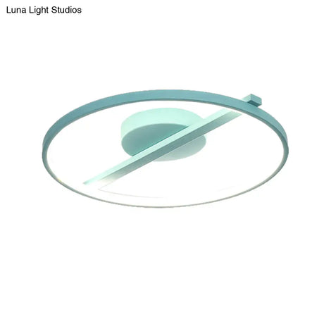 Modern Acrylic Ring Flush Mount Ceiling Light In Black/White/Blue For Living Room - Warm/White