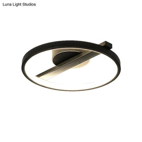 Modern Acrylic Ring Flush Mount Ceiling Light In Black/White/Blue For Living Room - Warm/White