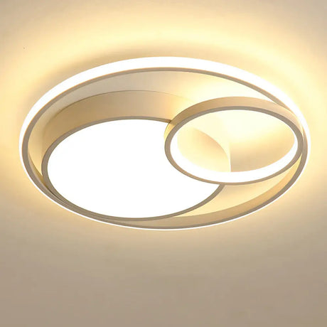 Modern Acrylic Ring Flushmount Led Ceiling Light In Gray/White/Black With Warm/White/3 Color