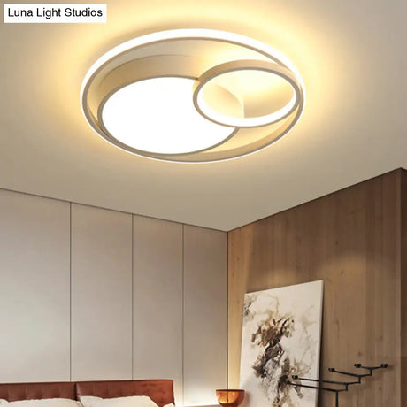 Modern Acrylic Ring Flushmount Led Ceiling Light In Gray/White/Black With Warm/White/3 Color