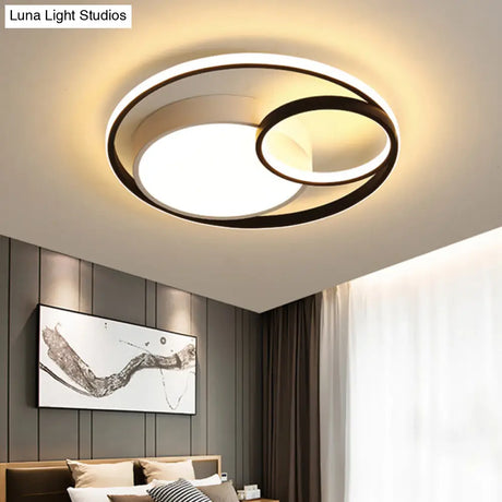 Modern Acrylic Ring Flushmount Led Ceiling Light In Gray/White/Black With Warm/White/3 Color