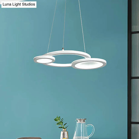 Modern Acrylic Round Chandelier Pendant Light With Led White/Grey Finish For Dining Room In
