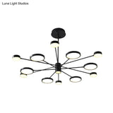 Modern Acrylic Sputnik Chandelier Pendant Light: Black Led Hanging Lamp Fixture With 6/8/10 Lights