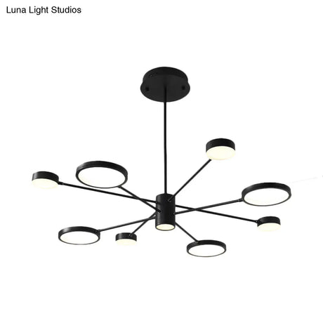 Modern Acrylic Sputnik Chandelier Pendant Light: Black Led Hanging Lamp Fixture With 6/8/10 Lights
