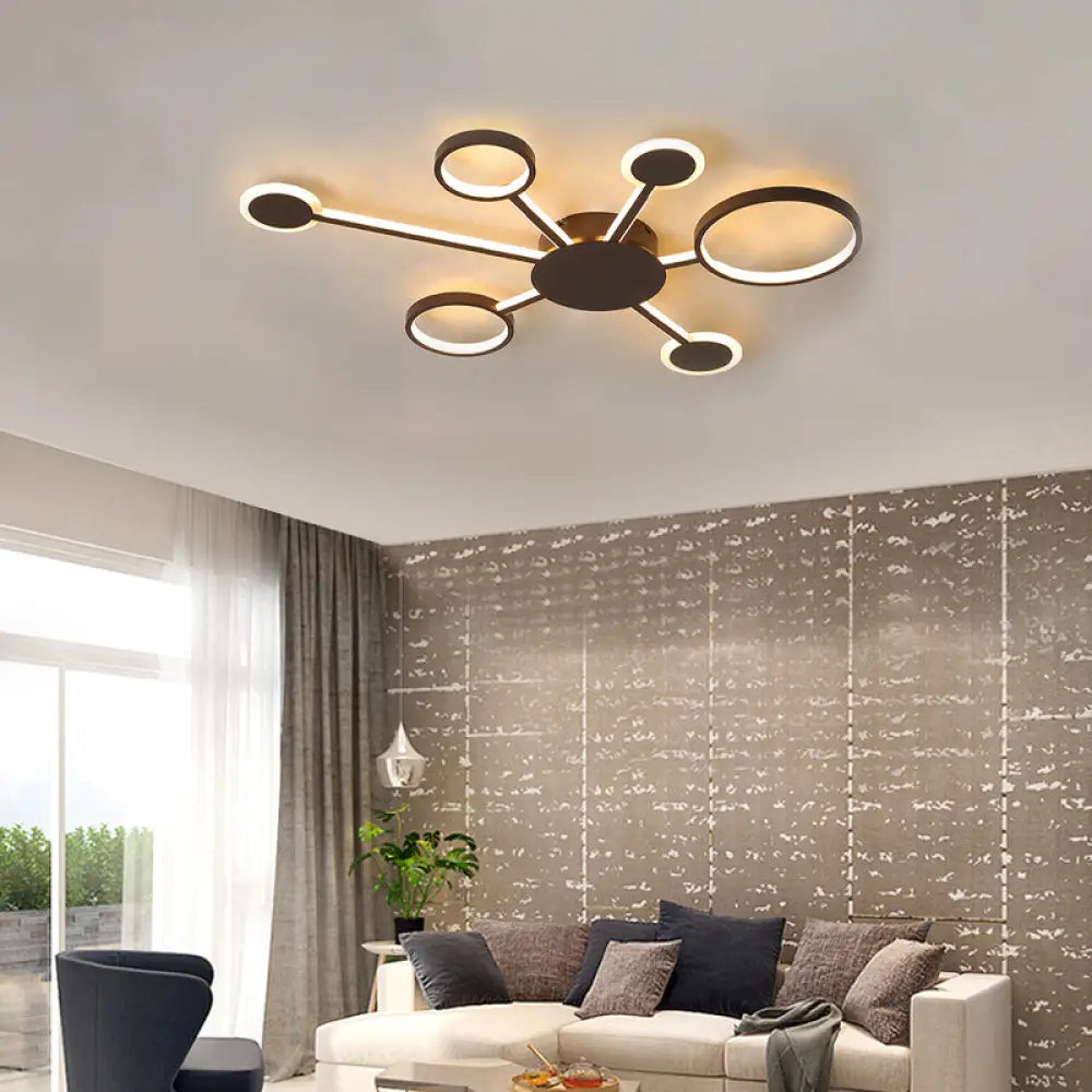 Modern Acrylic Sputnik Flush Mount Light - 4/5/6 Lights -White/Warm Led 6 / Coffee Warm