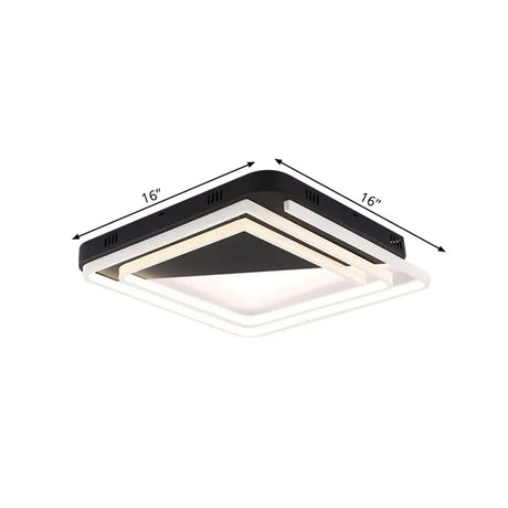 Modern Acrylic Square Ceiling Lamp Led Flush Mount Light - Black 18/22/28 Wide In Warm/White