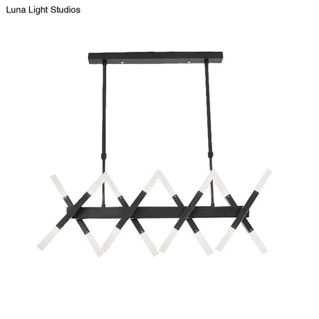 Modern Acrylic Tube Island Pendant Light - 16/20 Lights Black/White/Gold Dining Room Ceiling