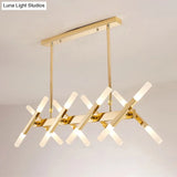 Modern Acrylic Tube Island Pendant Light - 16/20 Lights Black/White/Gold Dining Room Ceiling