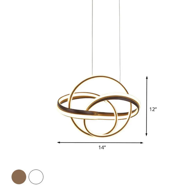 Modern Acrylic Twisted Led Ceiling Light Fixture In White/Coffee For Dining Room - Warm/White