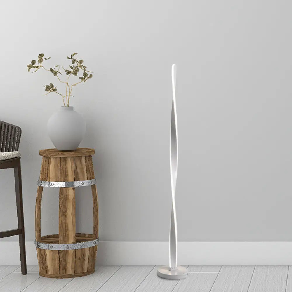 Modern Acrylic Twisted Stick Floor Lamp - Black/White Led Stand Up Light With Spiral Design In