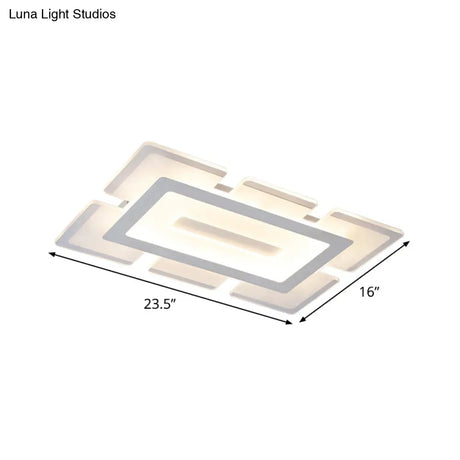 Modern Acrylic Ultrathin Rectangle Ceiling Lamp - 23.5’/35.5’ Long Led Flush Mount Warm/White