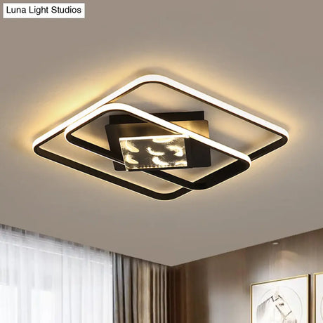 Modern Aluminum Led Ceiling Lamp - Sleek Rectangle Design For Bedroom 18’/21.5’ Width