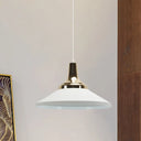 Modern Aluminum Pendant Light For Hotel Kitchen - Sleek Shallow Cone Design White
