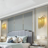 Modern Aluminum Tassel Wall Sconce With 3 Lighting Options In Silver/Gold For Bedside Gold