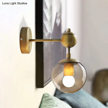 Modern Amber Glass Wall Sconce In Gold For Bedroom Lighting