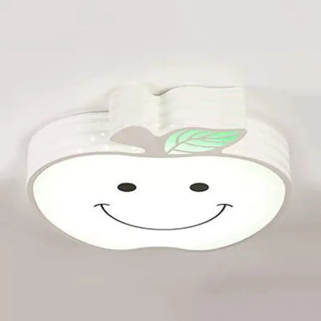 Modern Apple Flush Mount Light: Acrylic Metal Nordic Style Ceiling Fixture For Living Rooms White /