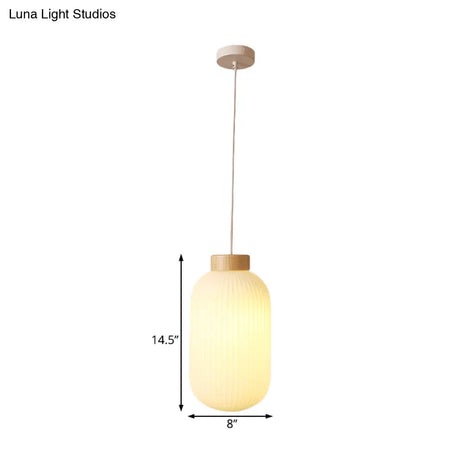 Modern Asian Pendant Lamp with Paper Shade - White Capsule/Drum Ceiling Light for Corridor - Sizes: 5.5’’/8’’/12’’ Wide