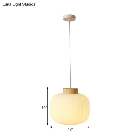 Modern Asian Pendant Lamp with Paper Shade - White Capsule/Drum Ceiling Light for Corridor - Sizes: 5.5’’/8’’/12’’ Wide