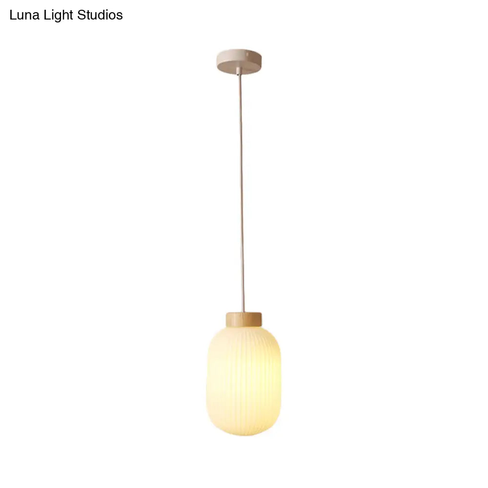 Modern Asian Pendant Lamp with Paper Shade - White Capsule/Drum Ceiling Light for Corridor - Sizes: 5.5’’/8’’/12’’ Wide