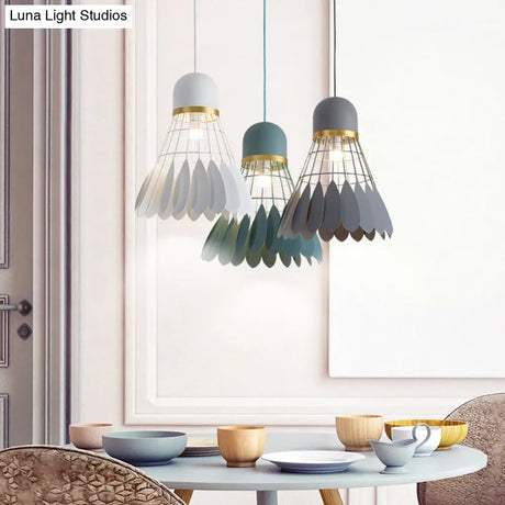 Modern Badminton Hanging Lamp - Artistic Metallic Pendant Ceiling Light For Dining Room