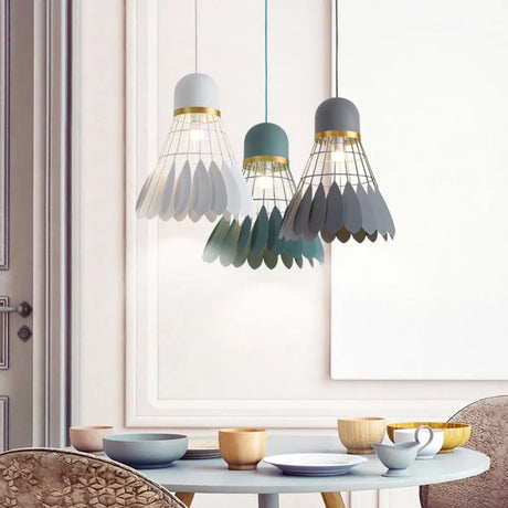 Modern Badminton Hanging Lamp - Artistic Metallic Pendant Ceiling Light For Dining Room