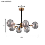 Modern Ball Chandelier Smoke Gray Glass 6 Bulbs Ceiling Suspension Lamp