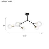 Modern Ball Pendant Light: Clear/Milky White Glass 4/5/6-Head Dining Room Chandelier With Black/Gold