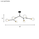 Modern Ball Pendant Light: Clear/Milky White Glass 4/5/6-Head Dining Room Chandelier With Black/Gold