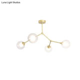 Modern Ball Pendant Light: Clear/Milky White Glass 4/5/6-Head Dining Room Chandelier With Black/Gold