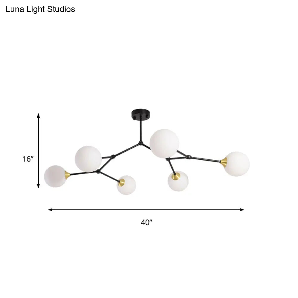 Modern Ball Pendant Light: Clear/Milky White Glass 4/5/6-Head Dining Room Chandelier With Black/Gold