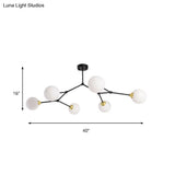 Modern Ball Pendant Light: Clear/Milky White Glass 4/5/6-Head Dining Room Chandelier With Black/Gold