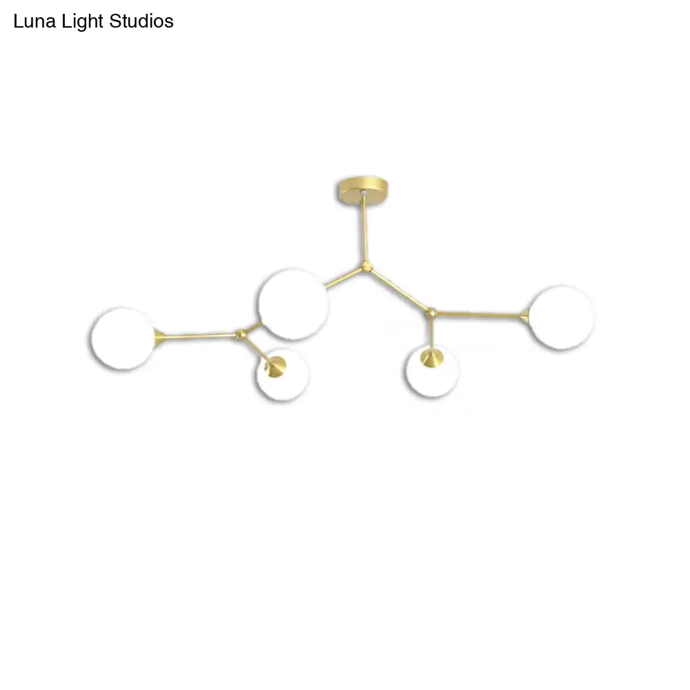 Modern Ball Pendant Light: Clear/Milky White Glass 4/5/6-Head Dining Room Chandelier With Black/Gold