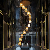 Modern Bamboo Pear Pendant Light For Staircase - Wood Hanging Lighting 12 /