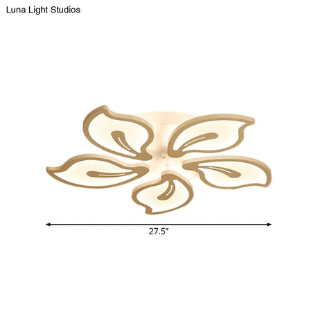 Modern Bauhinia Leaf Flush Light: Acrylic Led Ceiling Lamp For Living Room. Available In 3/5/9 -