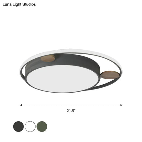 Modern Bear Head Led Flushmount Ceiling Light With Wood Accent - 18’/21.5’ Wide Cartoon Acrylic